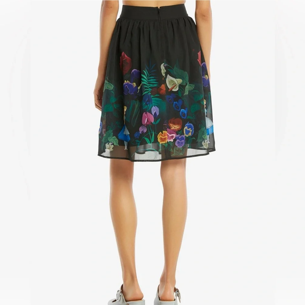 DISNEY Alice In Wonderland Flowers Border Print Chiffon Skirt Size XS - Picture 12 of 13
